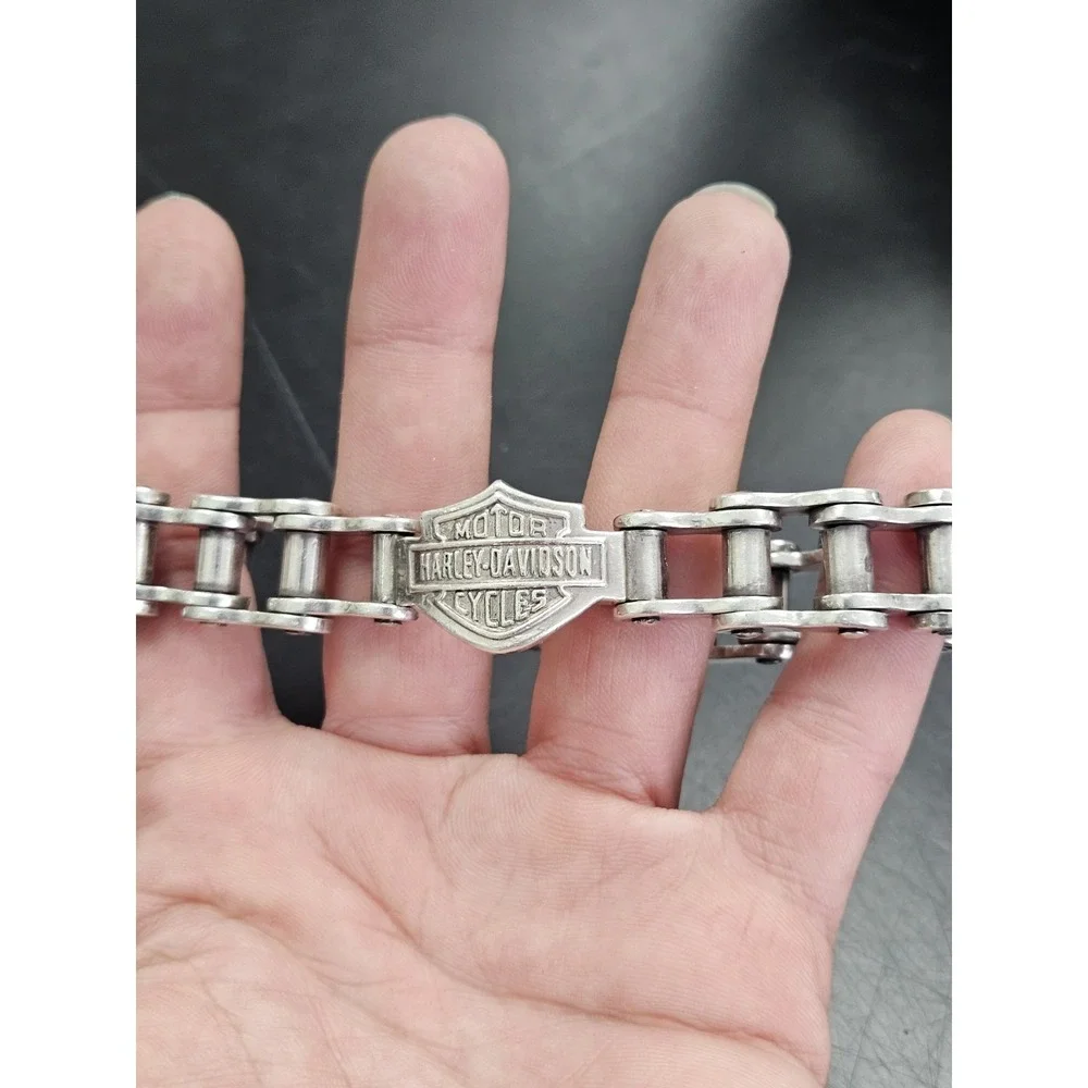 Harley Davidson Emblem 925 Silver 14mm Motorcycle Chain Bracelet 9.5